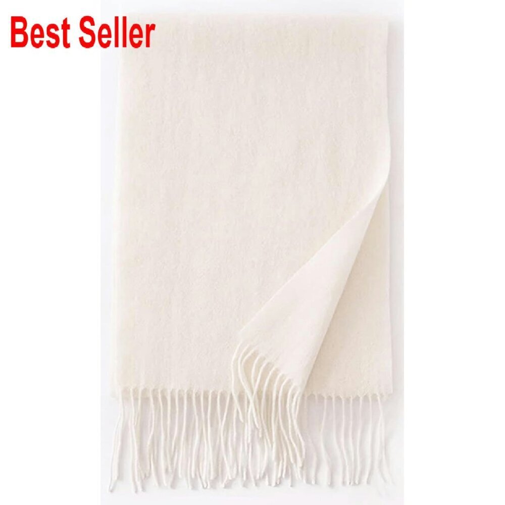 Cashmere Feel Winter Scarf Oversized Shawl Classic Elegant Warm Soft Tassel